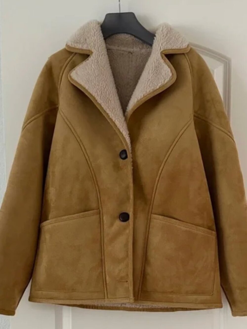 Mango Oversized Sherpa Faux Suede Coat
